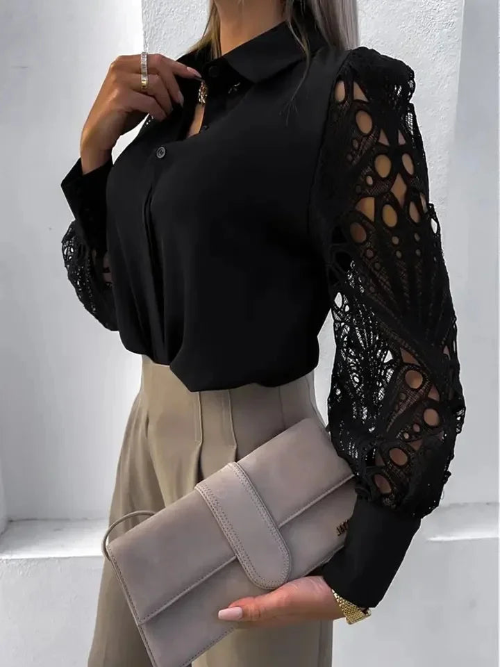 Blouse Femme Longue Manches Vintage Détails Boutonnés 3