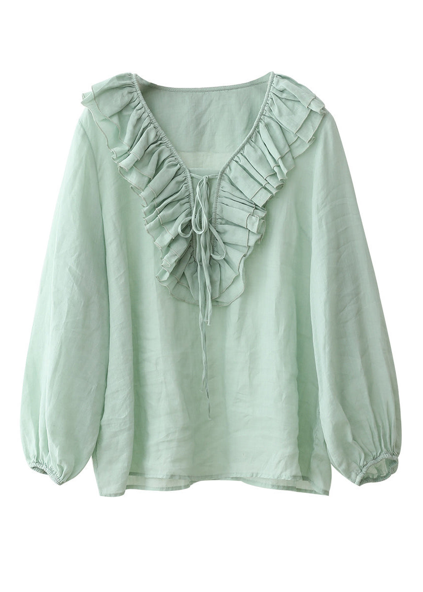 Blouse Femme Patchwork à Volants Manches Longues Style Décontracté 4