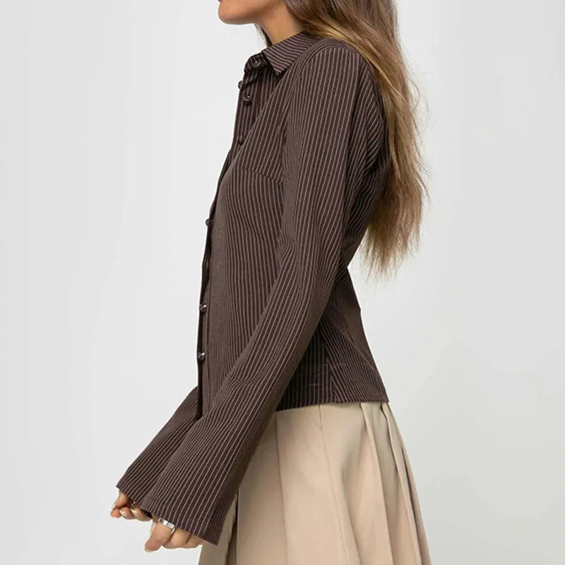 Blouse Femme Retro Élégante à Manches Évasées 3