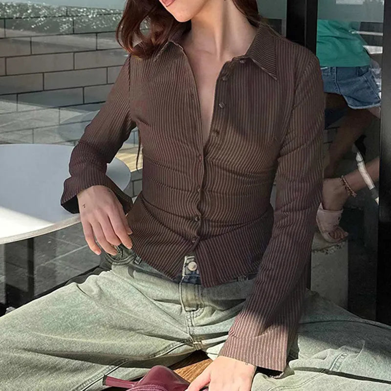 Blouse Femme Retro Élégante à Manches Évasées 5