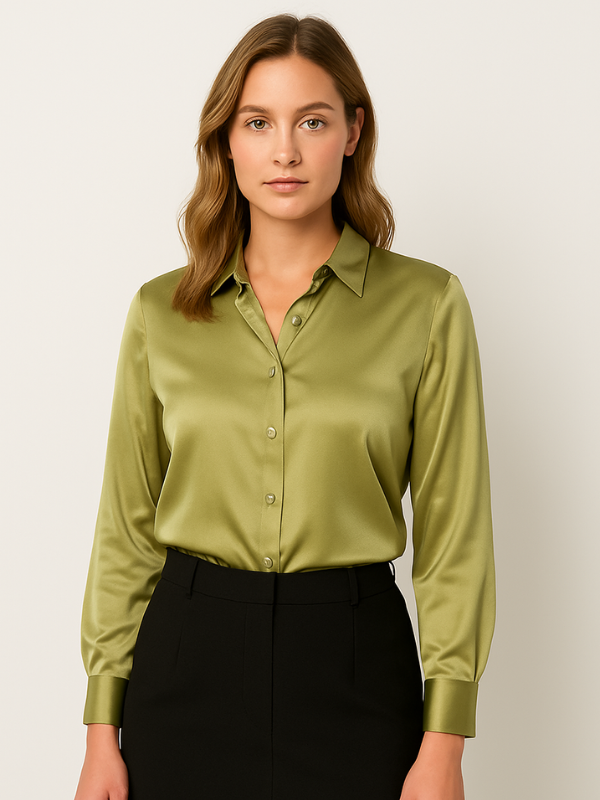 Blouse Femme Satinée Classique à Manches Longues 12