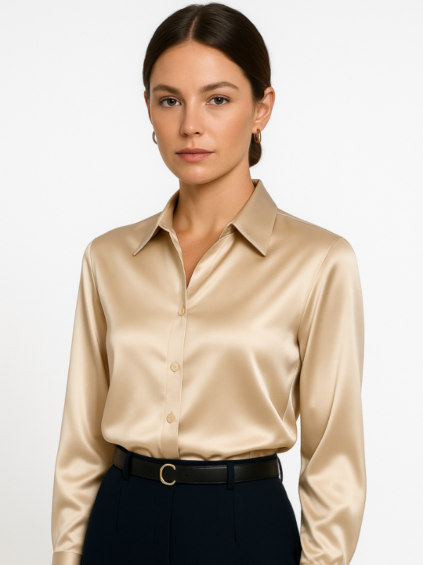 Blouse Femme Satinée Classique à Manches Longues 3