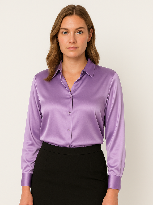 Blouse Femme Satinée Classique à Manches Longues 6