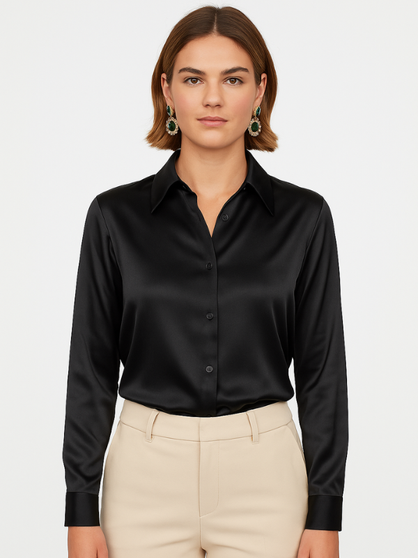Blouse Femme Satinée Classique à Manches Longues 8