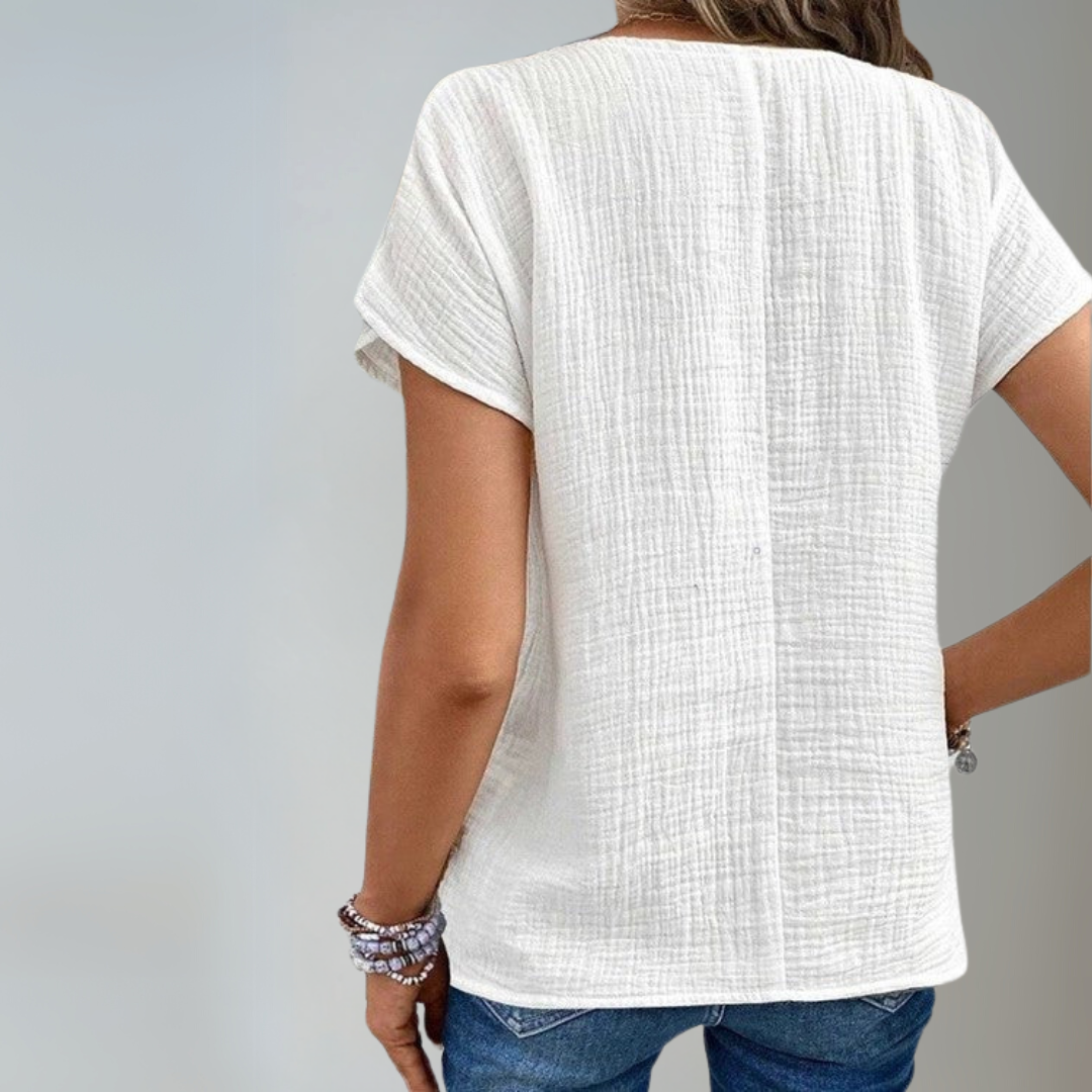 Blouse Femme à Col Boutonné en Tissu Léger 2