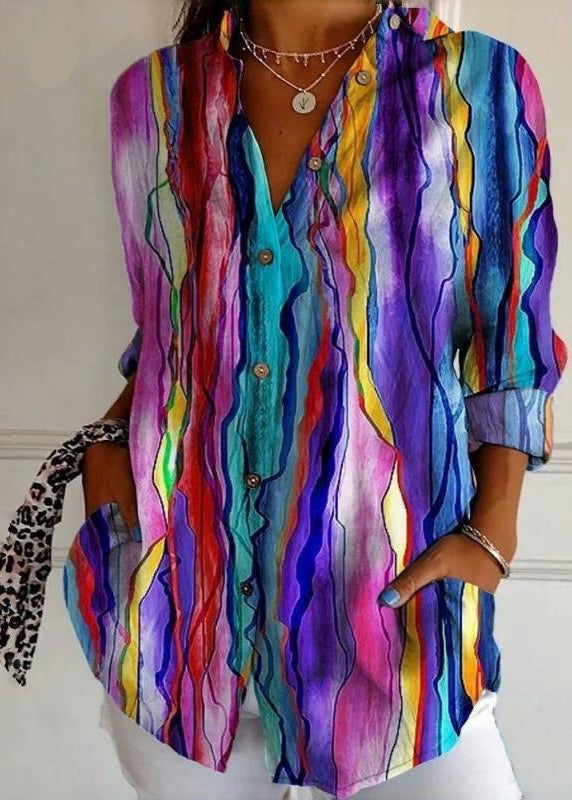 Blouse Femme à Col Claudine Imprimé et Manches Longues 3