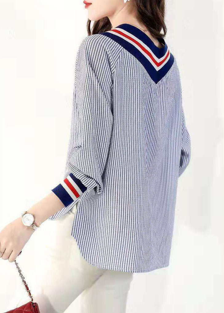 Blouse Femme à Col en V Rayée 4