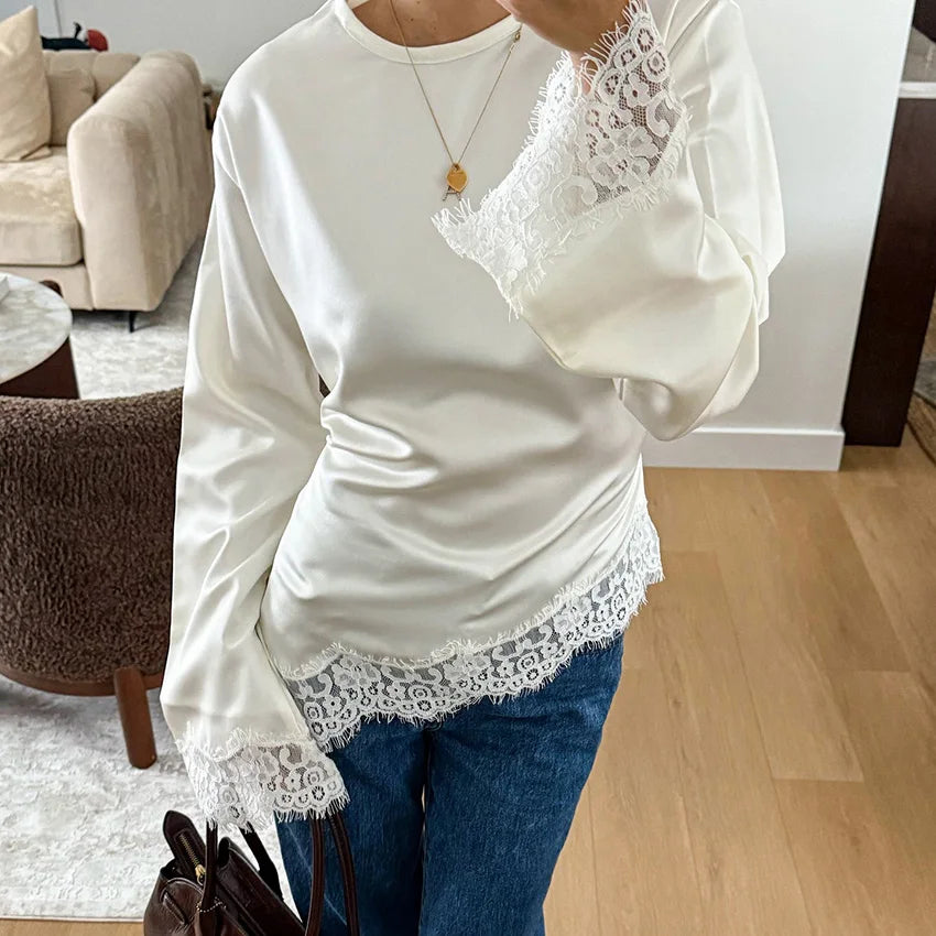 Blouse Femme à Manches Flare Vintage 0