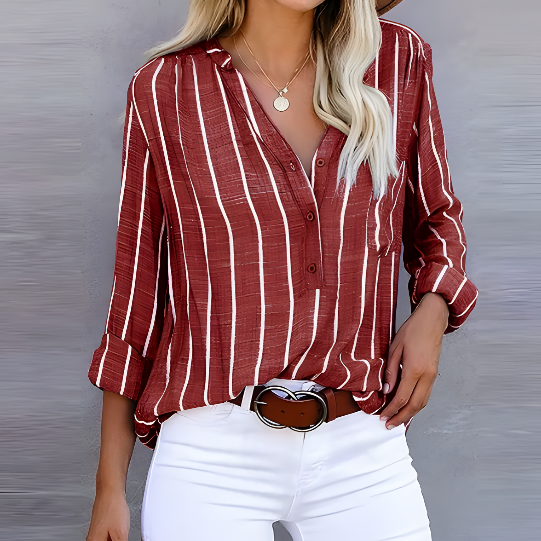Blouse Femme à Rayures Chic avec Détails Noués 1