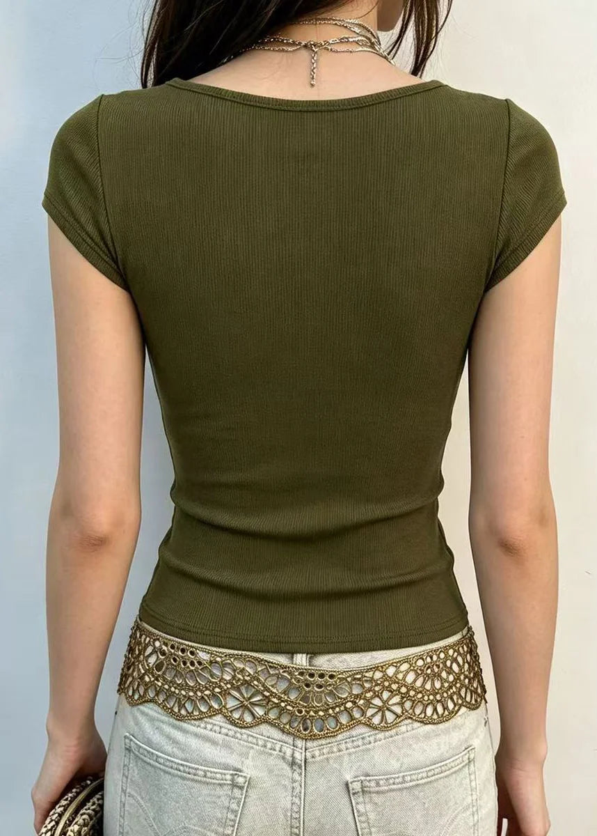Blouse d'été Femme Col V Imprimé Papillons Coupe Ajustée 3