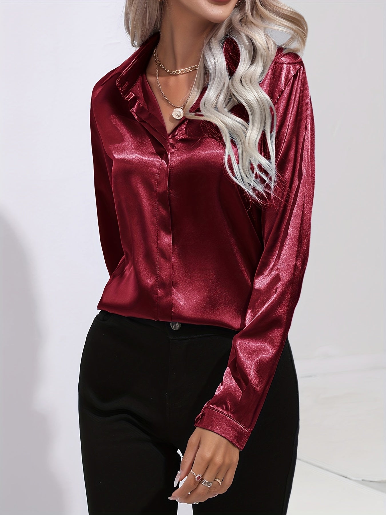 Blouse en Satin pour Femmes Automne Chic 8