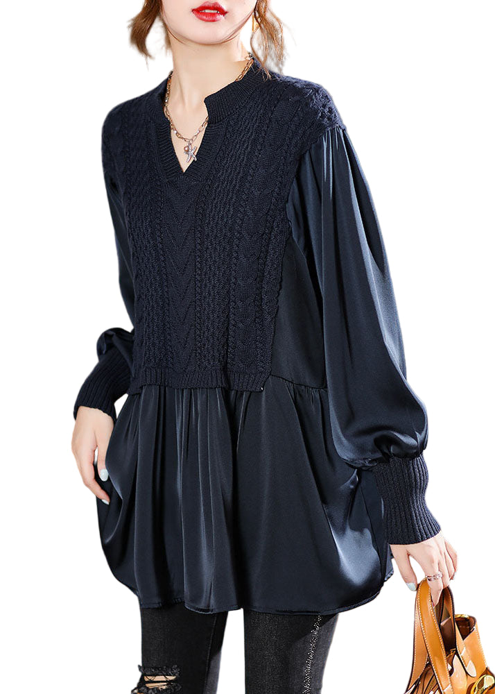 Blouse en Tricot pour Femme à Manches Bouffantes 0