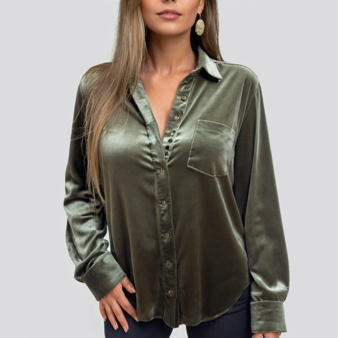 Blouse en Velours Femme Élégante à Manches Longues 3