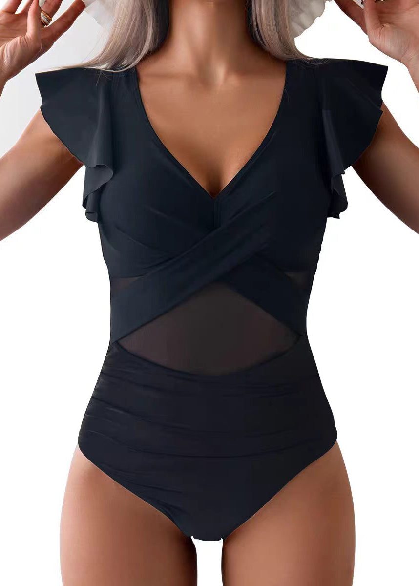 Body de Maillot de Bain Femme Volants Col en V Style Bohème 0