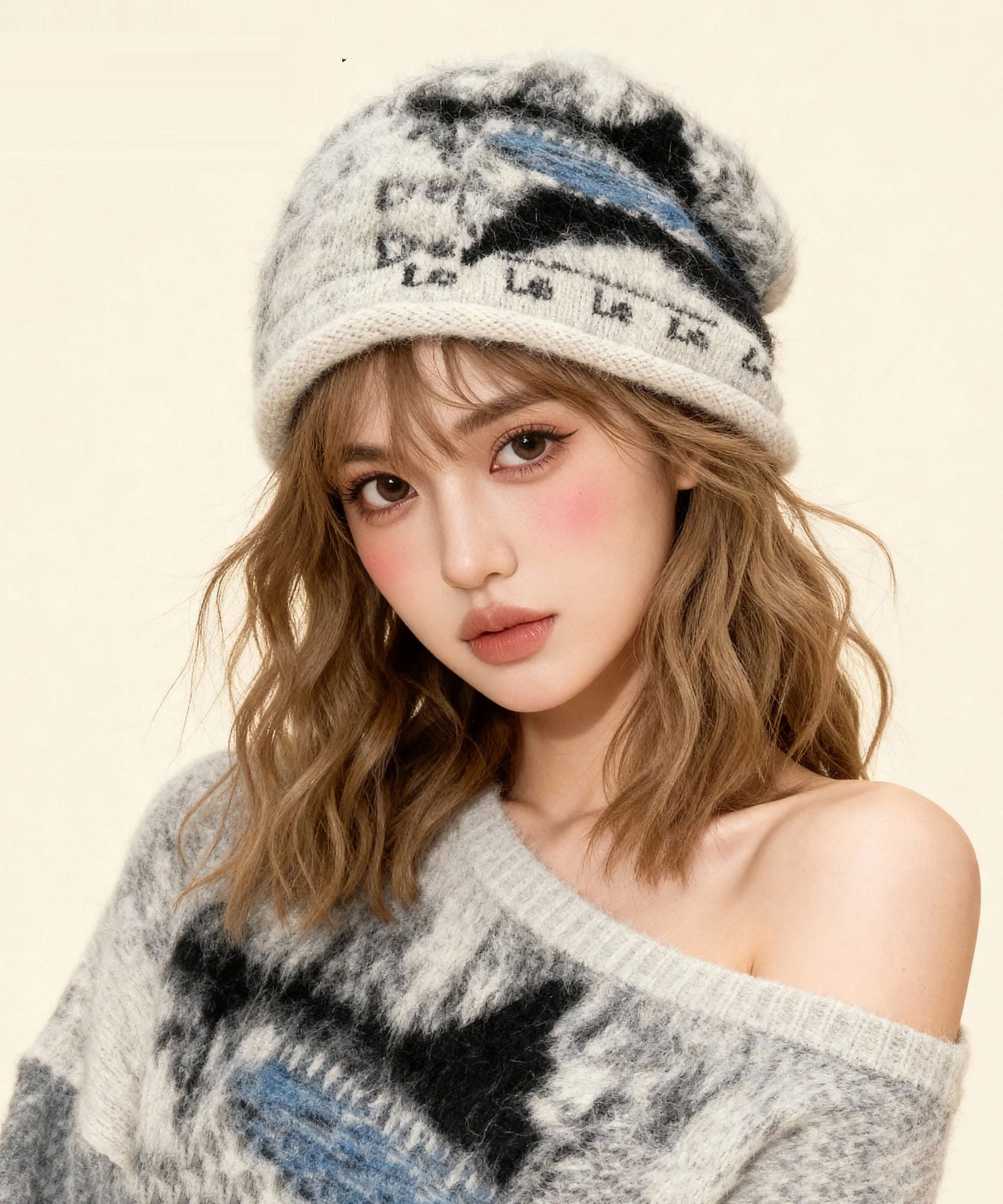 Bonnet Femme Imprimé Style Maille Douillet 2