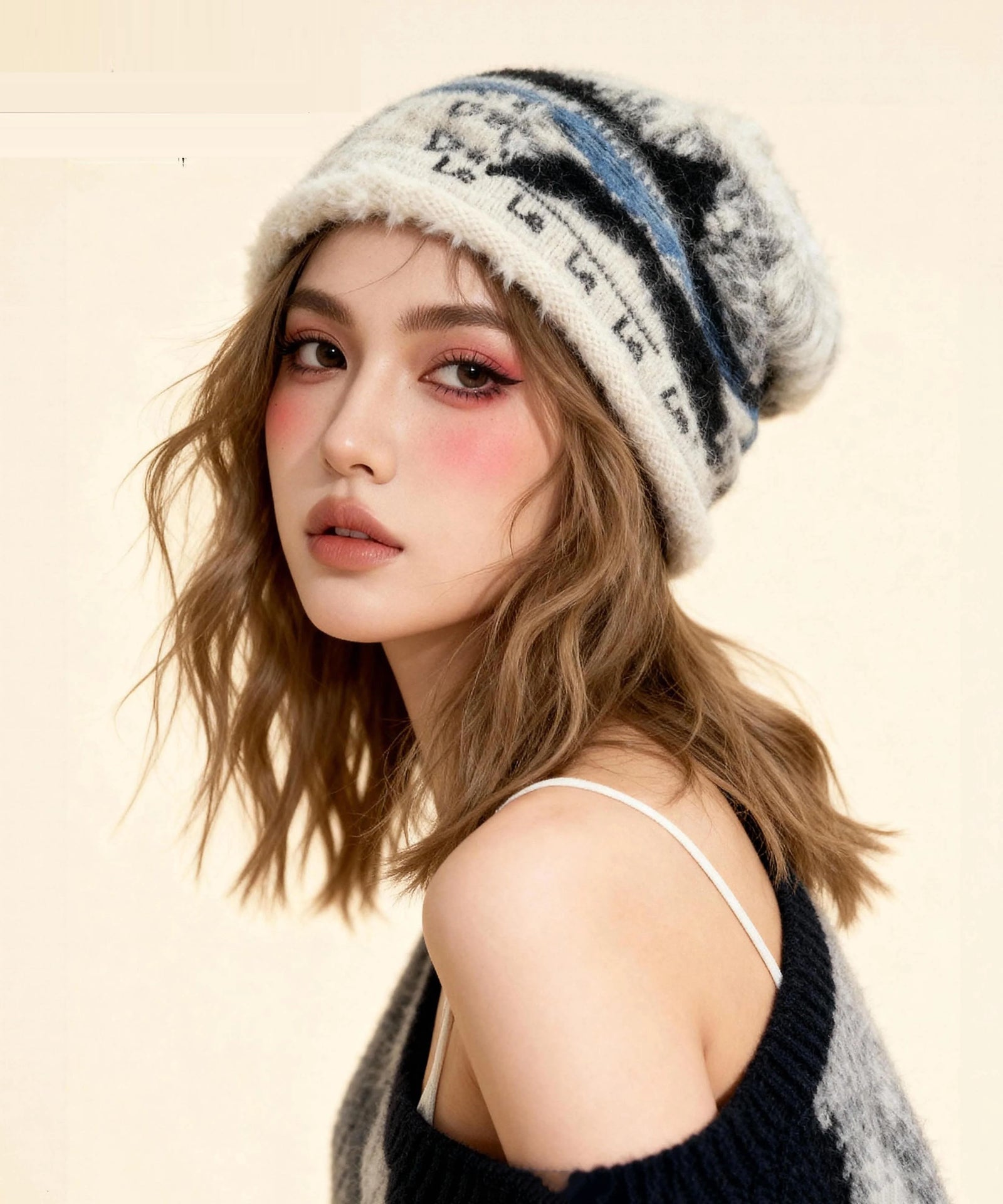 Bonnet Femme Imprimé Style Maille Douillet 4