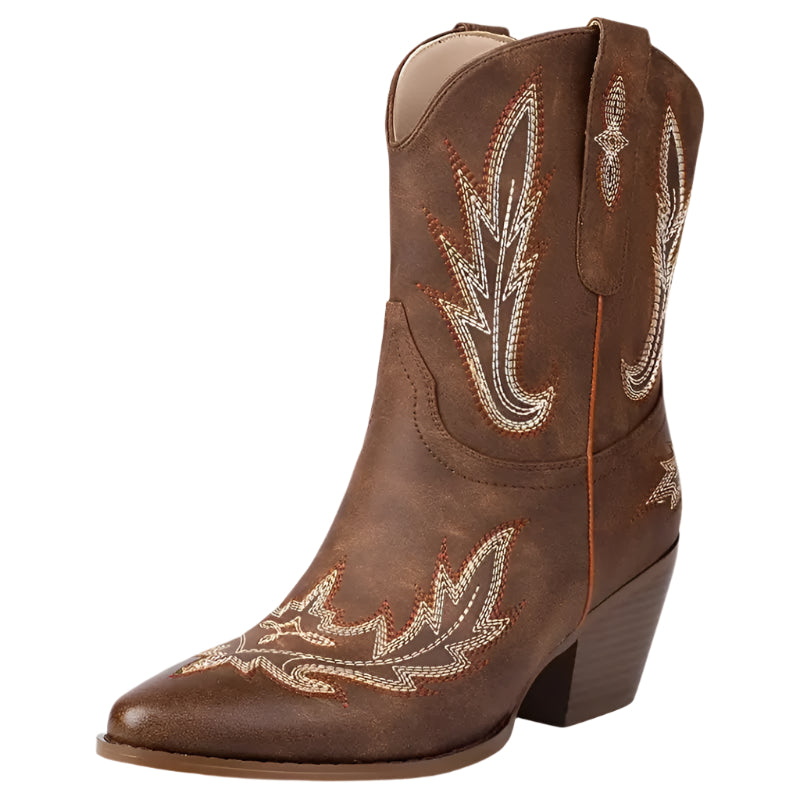 Bottes Femme Cowboy Courtes Style Western Simili Cuir 0
