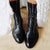 Bottes Femme Montantes en Cuir Noir Antidérapantes 0