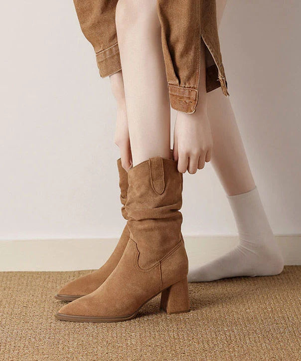 Bottes Femme Style Bohème Bout Pointu Talon Compensé 2