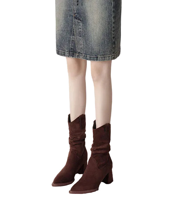 Bottes Femme Style Rétro Bout Pointu Semelle Épaisse 2