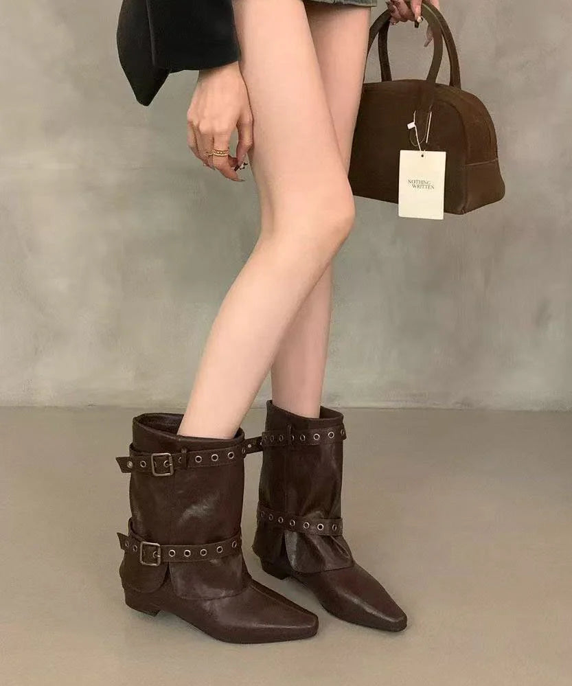 Bottes Femme à Talon Compensé Bout Pointu 3