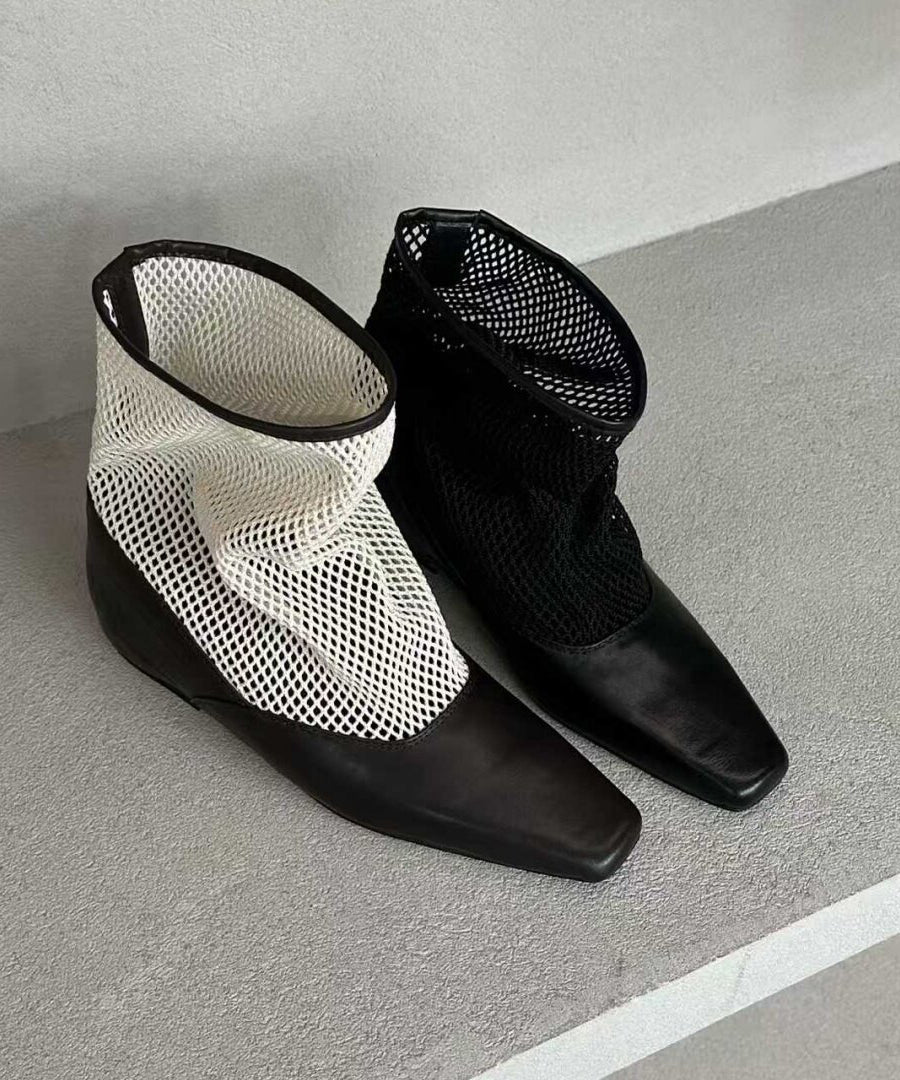 Bottes Femmes Bout Carré Avec Empiècements Aérés 1
