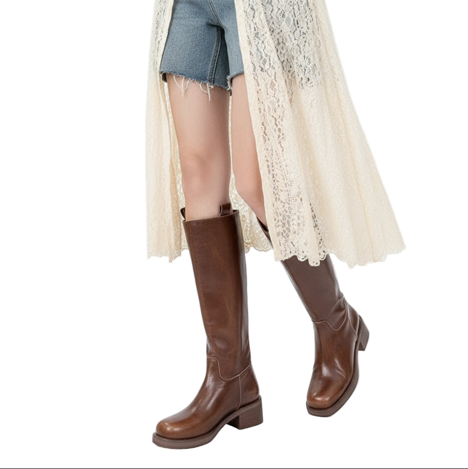 Bottes Hautes Femme Chic à Talon Épais 0