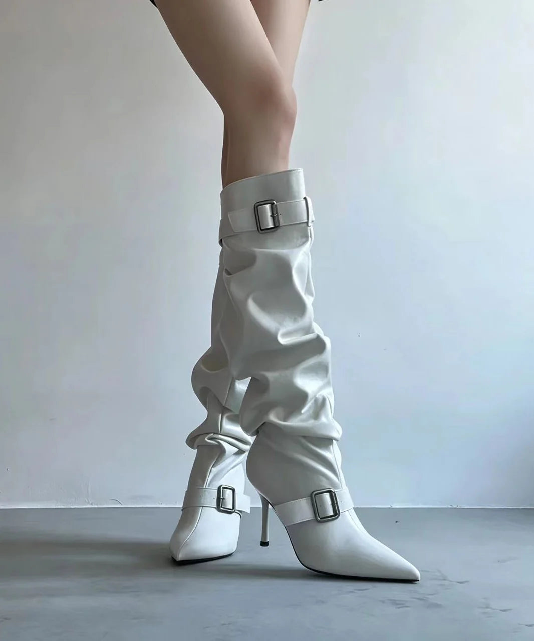 Bottes Hautes Femme Style Vintage à Talons Aiguilles 3