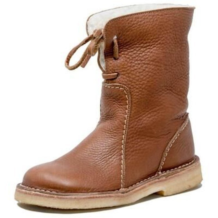 Bottes Hiver Femme Cuir Doublure Laine Ajustable 0