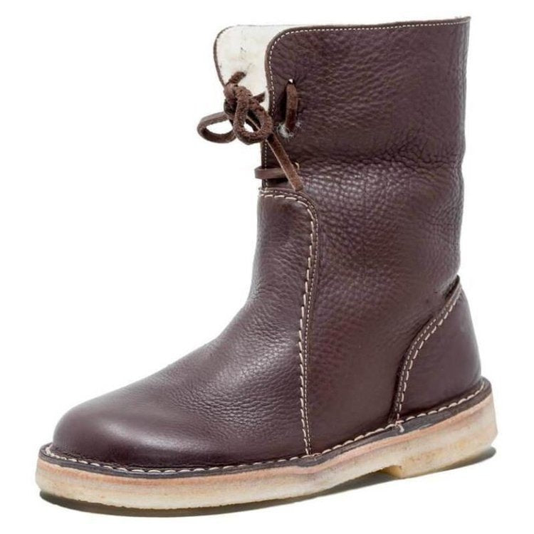 Bottes Hiver Femme Cuir Doublure Laine Ajustable 3