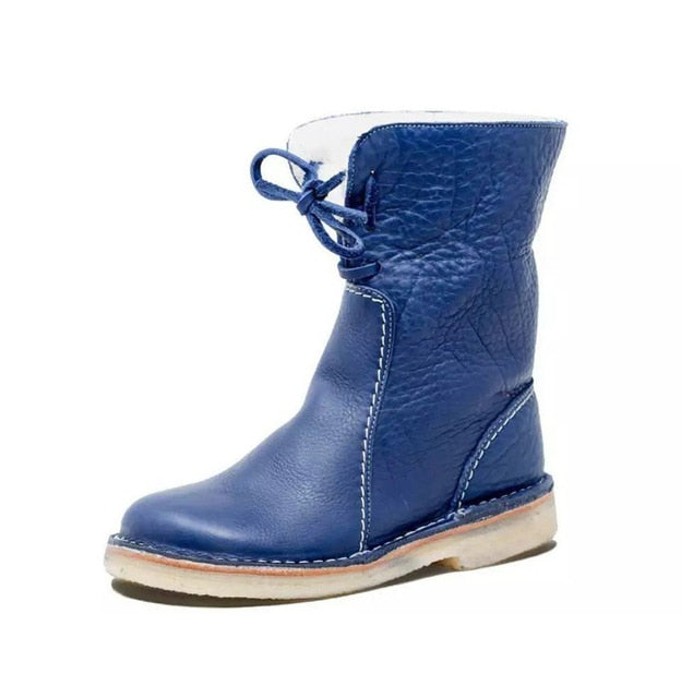 Bottes Hiver Femme Cuir Doublure Laine Ajustable 4