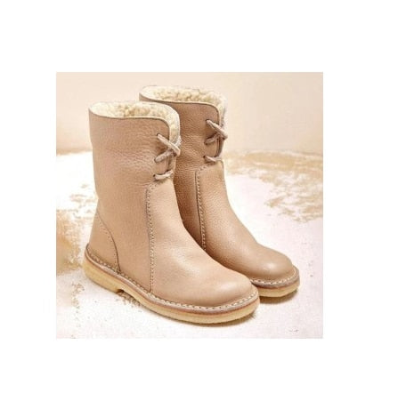 Bottes Hiver Femme Cuir Doublure Laine Ajustable 5
