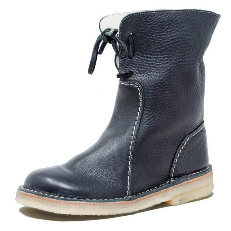 Bottes Hiver Femme Cuir Doublure Laine Ajustable 6