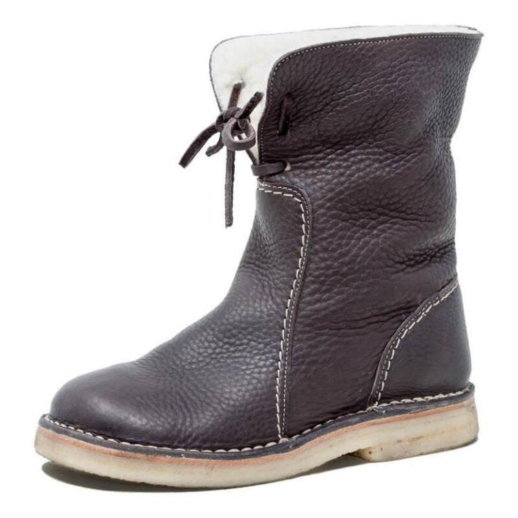 Bottes Hiver Femme Cuir Doublure Laine Ajustable 7