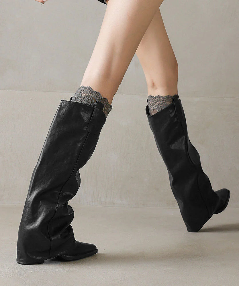 Bottes Hiver Femme Souples à Bout Pointu et Semelles Épaisses 3