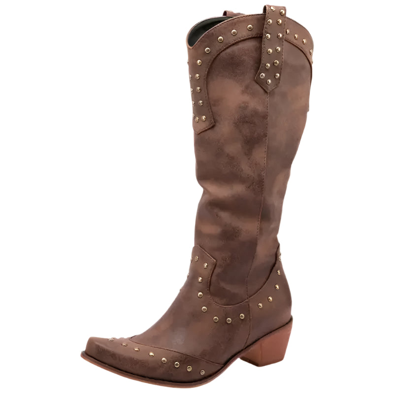 Bottes Western Femme en Similicuir Marron 0