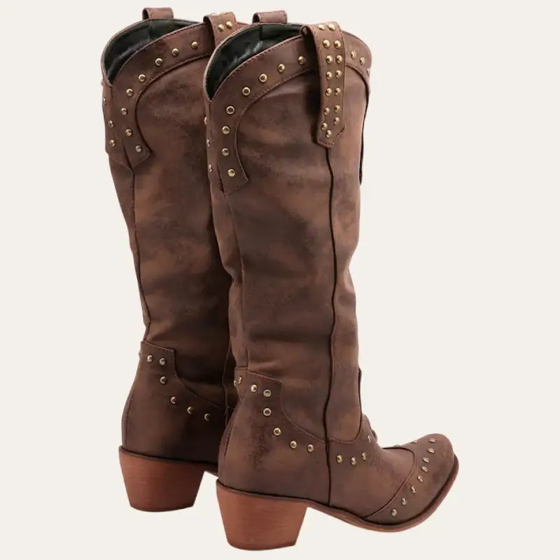 Bottes Western Femme en Similicuir Marron 2