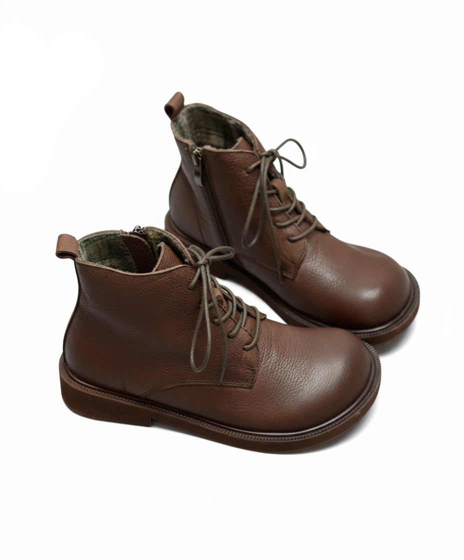 Bottes à lacets pour femmes en cuir 0