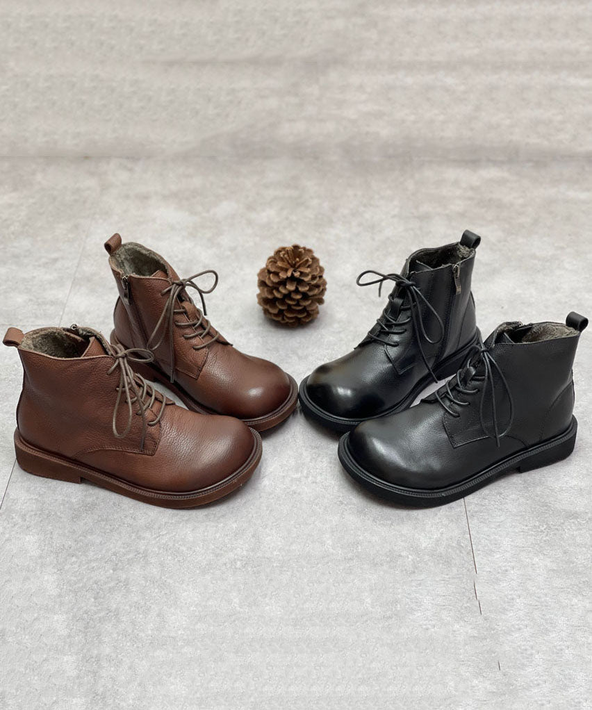 Bottes à lacets pour femmes en cuir 2