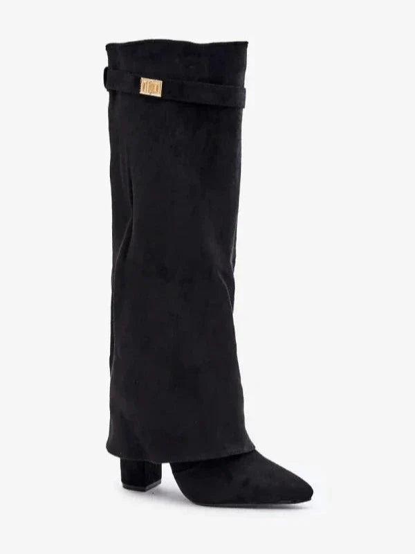 Bottes à talons pour femmes, élégantes, en cuir PU avec talon bloc 1
