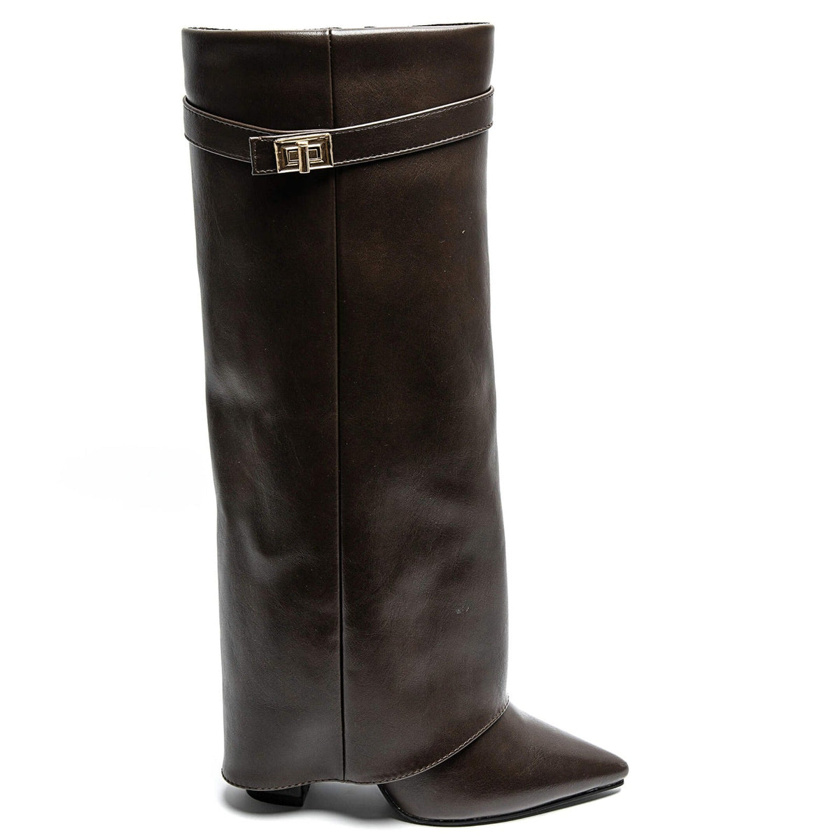 Bottes à talons pour femmes, élégantes, en cuir PU avec talon bloc 5