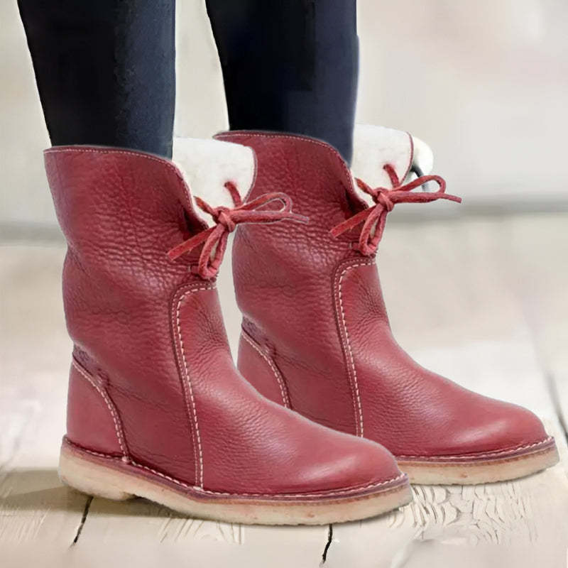 Bottes d'Hiver Femme Imperméables en Cuir 8