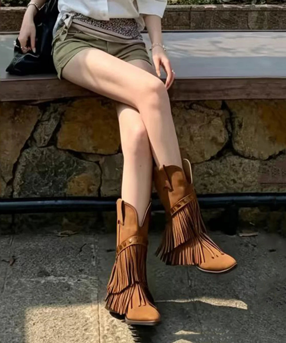 Bottes de cowboy femme style vintage à bout pointu et talon compensé 4