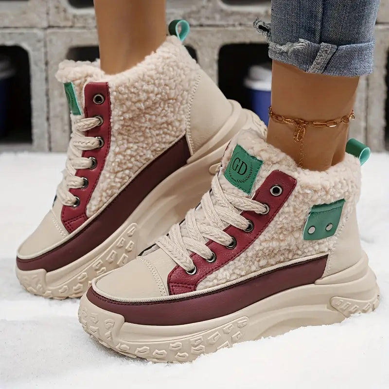 Bottes de neige pour femmes en velours avec doublure chaude 3