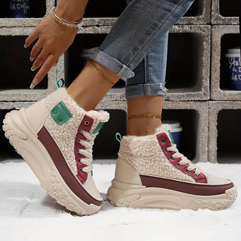 Bottes de neige pour femmes en velours avec doublure chaude 7