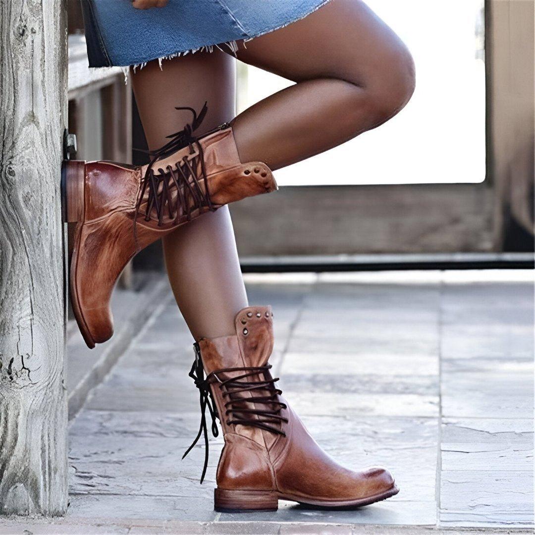 Bottes en Cuir à Lacets pour Femme Classiques 2