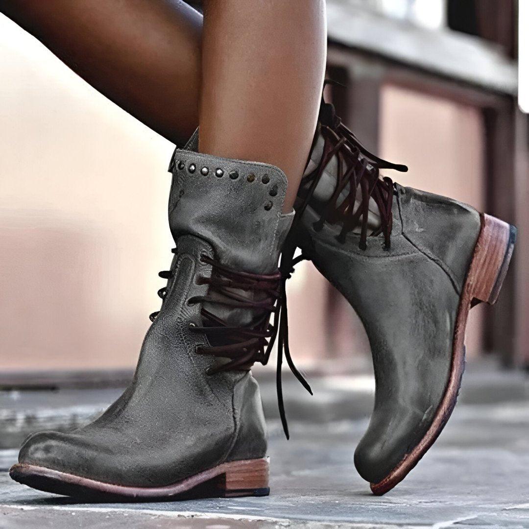 Bottes en Cuir à Lacets pour Femme Classiques 4