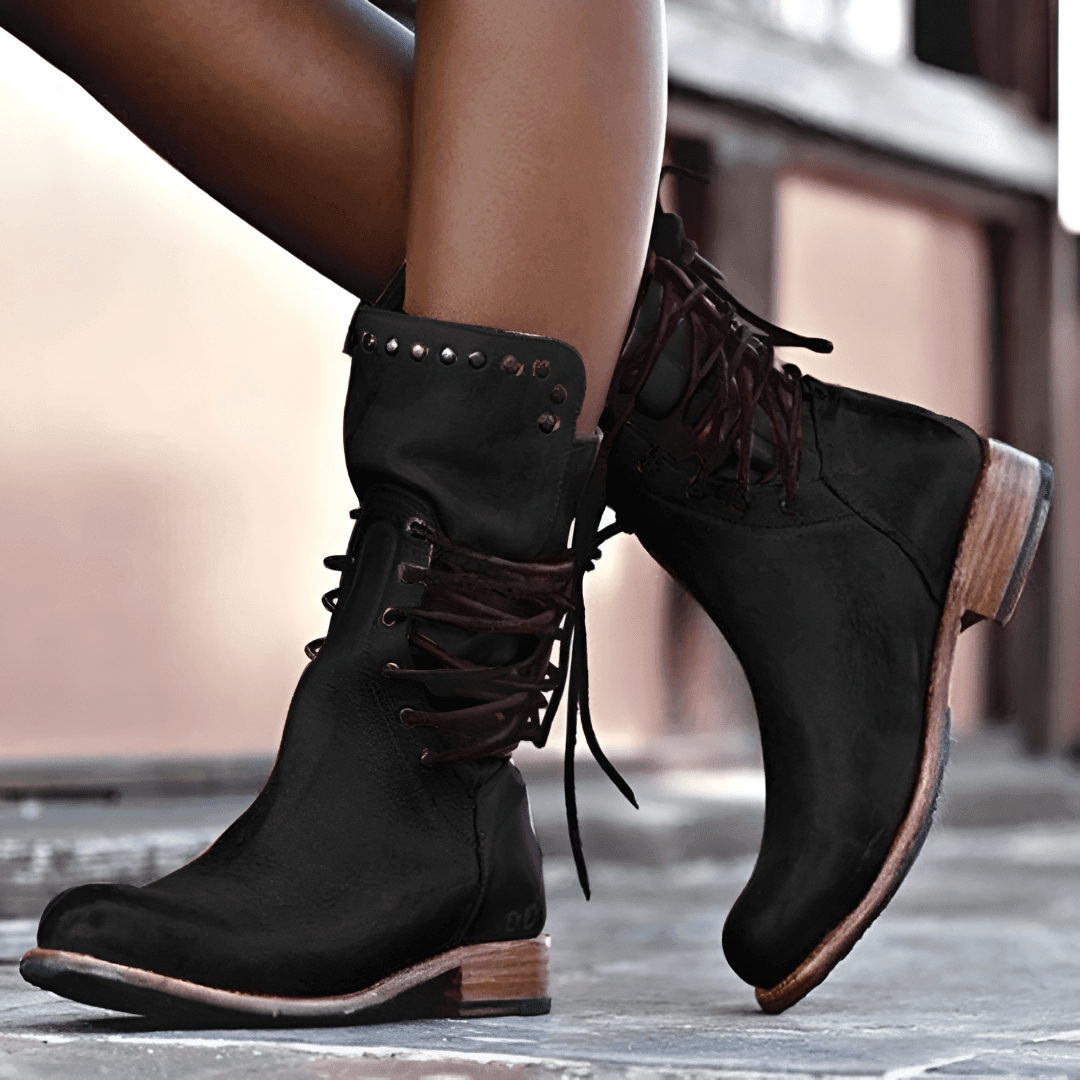 Bottes en Cuir à Lacets pour Femme Classiques 5