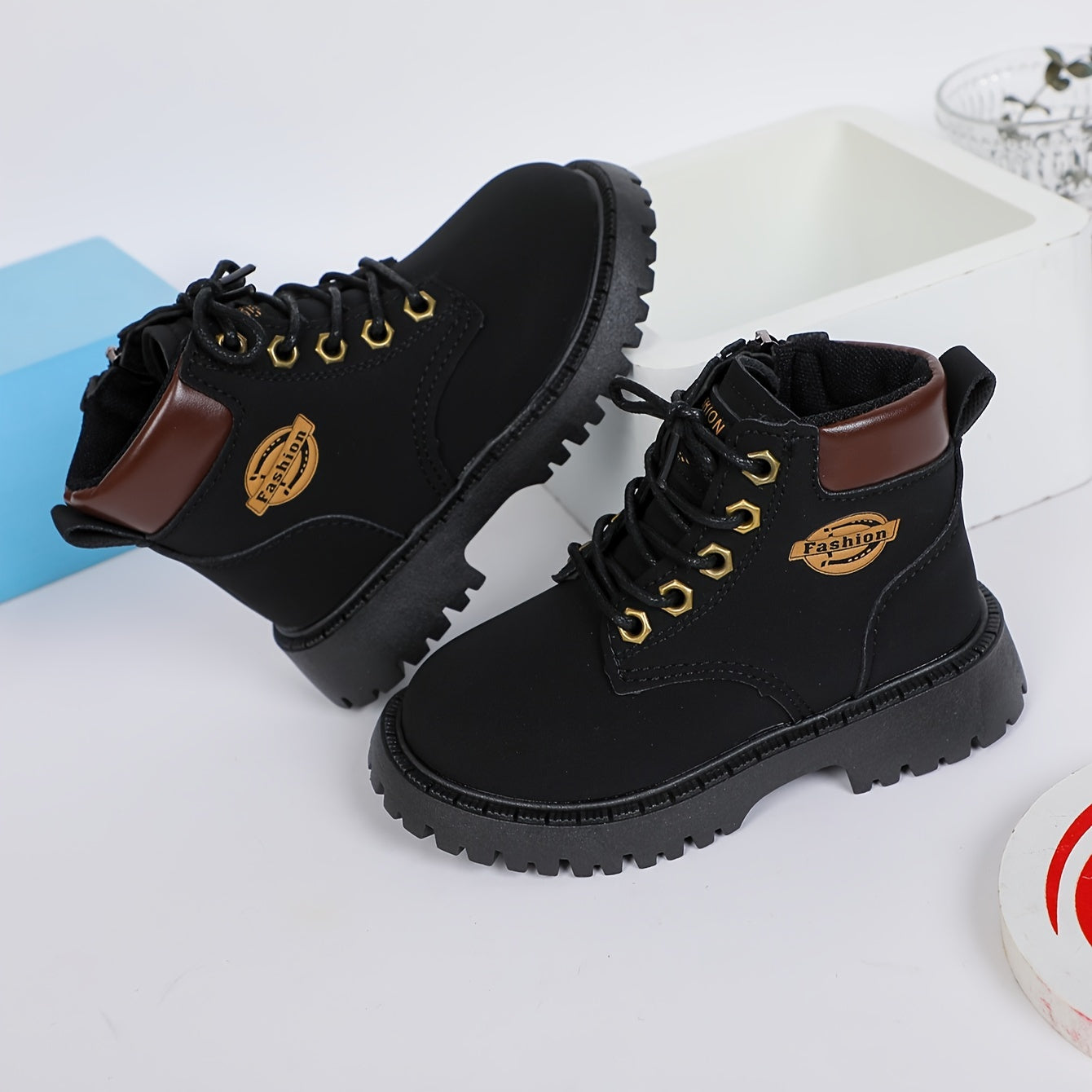 Bottes pour Garçons avec Fermeture Éclair Synthetique Antidérapante