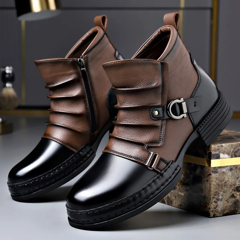 Bottes pour hommes à lacets bicolores 1